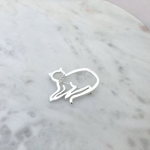Jewelry - 2/$20 Silver Tone Cat Brooch